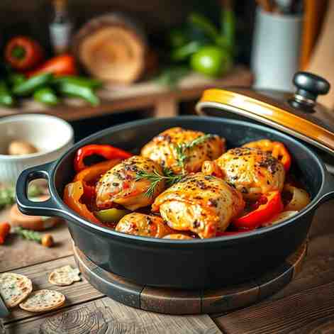 French Chicken with Bell Peppers & Onions - Easy One-Pot Meal